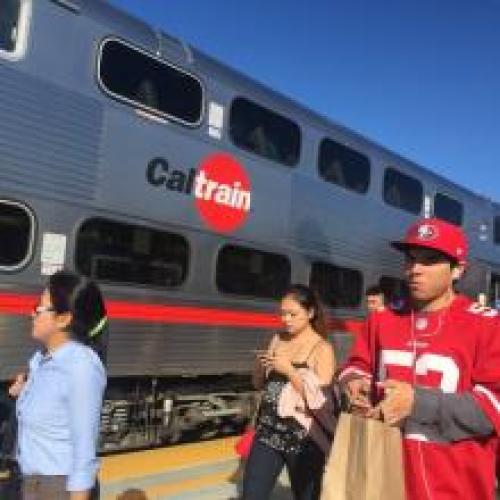 49ers fans on Caltrain